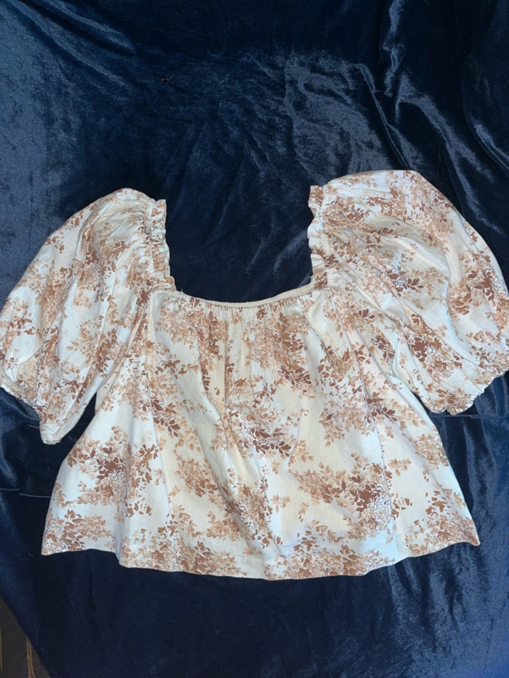 Abercrombie & Fitch Cream Blouse with Brown Floral Print